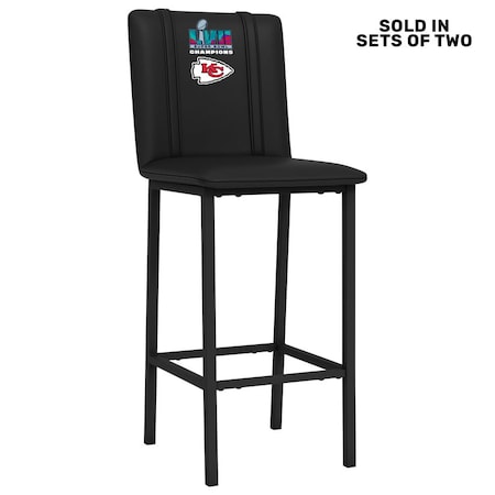 Dreamseat Bar Stool 500 with Kansas City Chiefs Super Bowl LVII Champions Logo, 2PK XZ500BSDBLK-PSNFL20073A